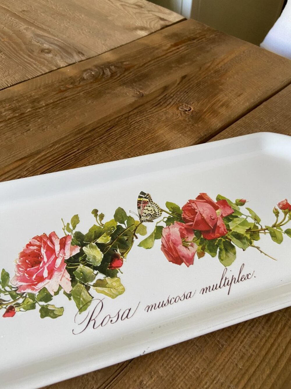 French porcelain serving tray, vintage floral serving platter, botanical rose - Picture 7 of 8